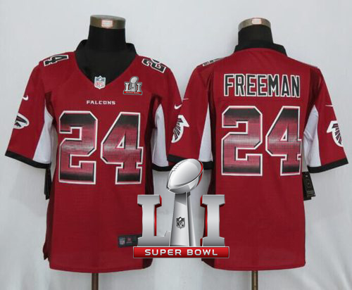 Nike Falcons #24 Devonta Freeman Red Team Color Super Bowl LI 51 Men's Stitched NFL Limited Strobe Jersey - Click Image to Close
